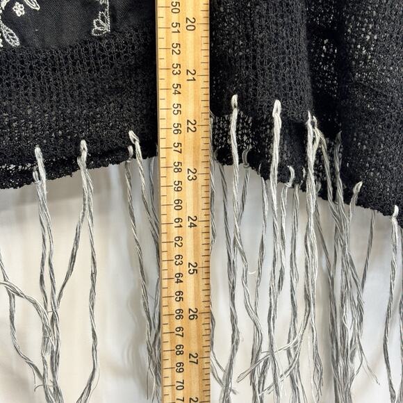 Unity World Wear Black Floral Sheer Blouse Women Large Knit Web Boho Beachy Chic - Picture 6 of 9